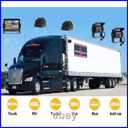 9'' Quad Split DVR IPS Monitor 4 Backup Reverse Parking Camera Kit for Truck Bus