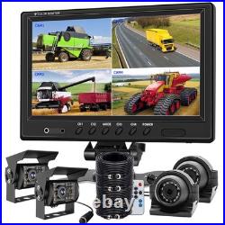 9 Quad Split Monitor 12-24V IR Backup Camera KIT For Truck Reversing Rear View