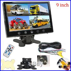 9 Quad Split Monitor + 4x Side Rear View Backup Camera System for TRUCK RV Bus