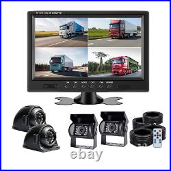 9 Quad Split Monitor Front Side Backup Rear View Camera For Truck Bus Caravan