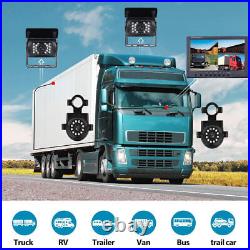 9 Quad Split Monitor HD Side Rear View Back Camera For Semi Truck RV Caravan