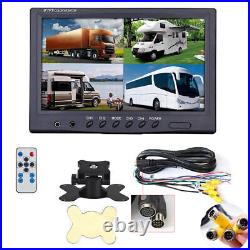 9 Quad Split Monitor HD Side Rear View Back Camera For Semi Truck RV Caravan