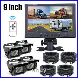 9 Quad Split Monitor Rear View Backup Camera Parking For Rv Truck Bus 20m 4Pin