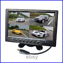 9 Quad Split Monitor Rear View Backup Camera Parking For Rv Truck Bus 20m 4Pin