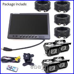 9 Quad Split Monitor Rear View Backup Camera Parking For Rv Truck Bus 20m 4Pin