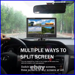 9 Quad Split Monitor Screen +2X Rear View Backup Camera System For Bus Truck RV