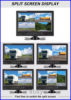 9 Quad Split Monitor Screen +2X Rear View Backup Camera System For Bus Truck RV