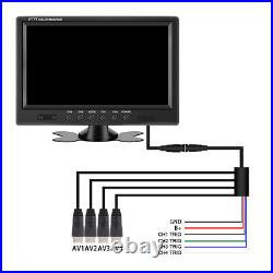 9 Quad Split Monitor Screen + 4 Rear View Backup Camera System For Bus Truck RV