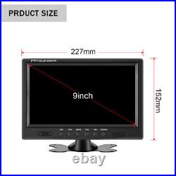 9 Quad Split Monitor Screen + 4 Rear View Backup Camera System For Bus Truck RV
