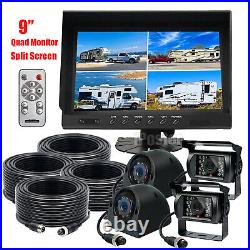 9 Quad Split Monitor Screen + 4x Side Rear View Backup Camera For Bus Truck RV 9 Quad Split Monitor Screen + 4x Side Rear View Backup Camera For Bus Truck RV