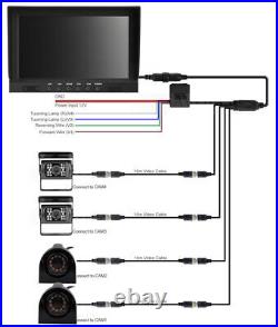 9 Quad Split Monitor Screen + 4x Side Rear View Backup Camera For Bus Truck RV 9 Quad Split Monitor Screen + 4x Side Rear View Backup Camera For Bus Truck RV