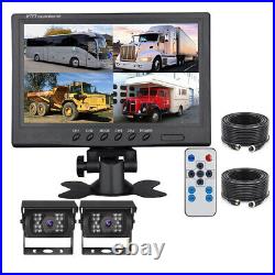 9 Quad Split Monitor Screen Rear View Backup CCD Camera System For Bus Truck Rv