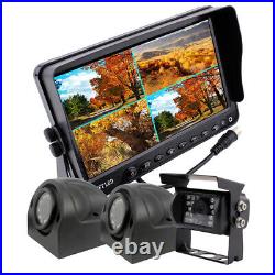 9 Quad Split Screen Car Monitor RV Truck Security Camera Rear View Camera Kit