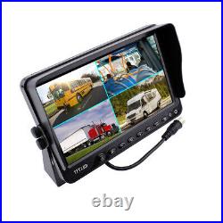 9 Quad Split Screen Car Monitor RV Truck Security Camera Rear View Camera Kit