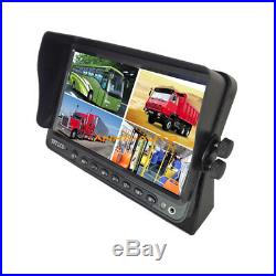9 Quad Split Screen Car Monitor RV Truck Trailer Backup Rear View Camera System