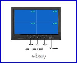 9 Quad Split Screen Monitor 4PIN CCD Reversing Camera Rear View System Kit