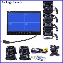 9 Quad Split Screen Monitor 4 Rear View Ccd Camera System For Truck Trailer VR