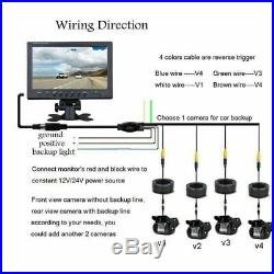 9 Quad Split Screen Monitor + Rear View Backup Camera System For RV Truck Bus