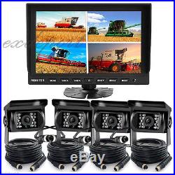 9 Rear View Backup Reverse Camera System Kit Quad Split Monitor For Agriculture
