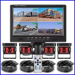 9 Rear Back Up Camera System For Bus Truck Rv Ag Quad Split Monitor Screen Kit