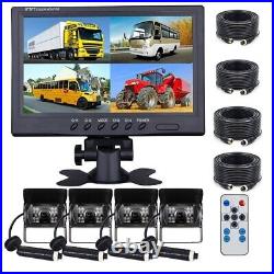 9 Rear Back Up Camera System For Bus Truck Rv Ag Quad Split Monitor Screen Kit