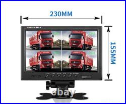 9 Rear Back Up Camera System For Bus Truck Rv Ag Quad Split Monitor Screen Kit
