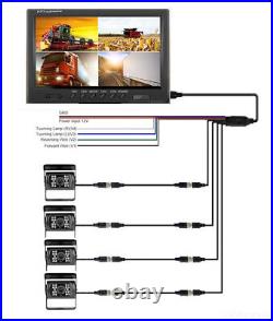 9 Rear Back Up Camera System For Bus Truck Rv Ag Quad Split Monitor Screen Kit