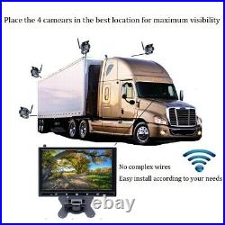 9 Reverse Monitor Rear View Wireless Night Vision+4X Backup Camera RV Truck Bus