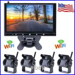 9 Split Rear Side View System Monitor Wireless WIFI 4Pin Backup Camera Truck RV