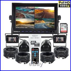 9 Split Screen DVR Monitor AHD 1080P Color 4PIN Rear View Camera 32GB For Truck