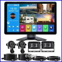9 Touch Screen Quad DVR Monitor BT USB + Rear View Backup Cameras for Car Truck