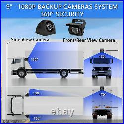 9 Video Recorder DVR Quad Monitor 4x Front Side Rear View Camera 32GB Truck Van