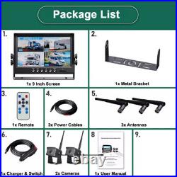 9 Wireless DVR Monitor 2 Backup Rear Front View Camera for Truck Trailer Car RV 9 Wireless DVR Monitor 2 Backup Rear Front View Camera for Truck Trailer Car RV