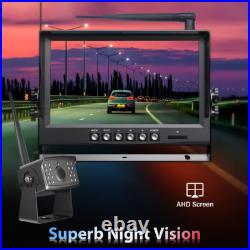 9 Wireless DVR Monitor + Round Backup Camera Rear Side View for Trailer Bus RV