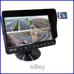 A54 REAR VIEW CAMERA BACKUP SYSTEM 7 QUAD MONITOR BUILT-IN DVR + 4 x CCD CAMERA