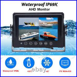 AHD 7 Quad Split Waterproof Screen Monitor Reversing Camera For Boat Forklift