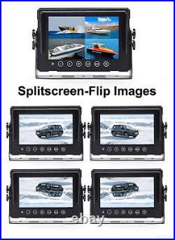 AHD 7 Quad Split Waterproof Screen Monitor Reversing Camera For Boat Forklift