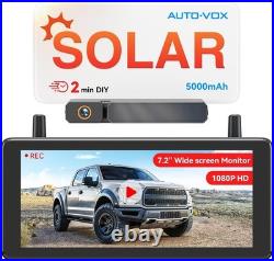 AUTO-VOX Solar Wireless Rear View Camera & 7.2 DVR Monitor and Suction Mount US