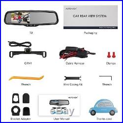 AUTO-VOX T2 4.3 LCD Rear View Mirror Monitor + License Plate Backup Camera Kit