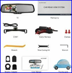 AUTO-VOX T2 Car Backup Camera & OEM Rear View Mirror Monitor Night Vision IP68