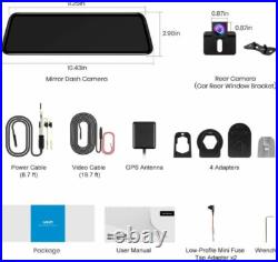 AUTO-VOX V5PRO OEM 9.35'' Front & Rear View Mirror Camera Dual HD 1080P Dash Cam