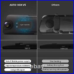 AUTO-VOX V5 1080P HD Car Dash Camera 9.35'' Mirror Monitor Rear View Parking Kit
