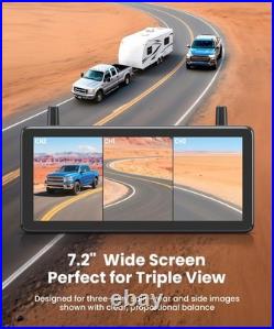 AUTO-VOX WF4 Wireless RV Backup Camera System 7.2HD 3 Split-Screen DVR Monitor