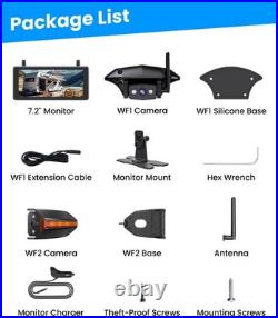 AUTO-VOX WF4 Wireless RV Backup Camera System 7.2HD 3 Split-Screen DVR Monitor