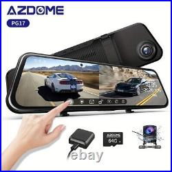 AZDOME12 2K Sony Split Screen WIFI Mirror Dash Cam Camera1080P Rear View 64TF