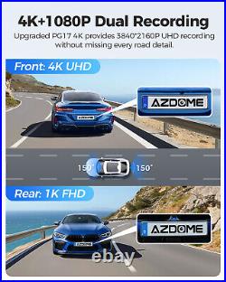 AZDOME 12 Rear View Mirror Dash Cam GPS WiFi6 4K+1080P Front and Rear Car DVR