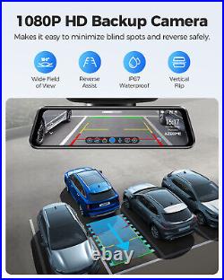 AZDOME 12 Rear View Mirror Dash Cam GPS WiFi6 4K+1080P Front and Rear Car DVR