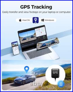 AZDOME 12 Rear View Mirror Dash Cam GPS WiFi6 4K+1080P Front and Rear Car DVR