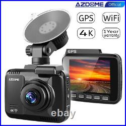 AZDOME Dual Lens Car Dash Cam 4K Ultra HD With WiFi & GPS Night Vision G-Sensor