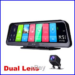 Android 8.1 10'' 2Lens Car DVR Video Dash Cam Camera GPS Wifi +Rearview Camera